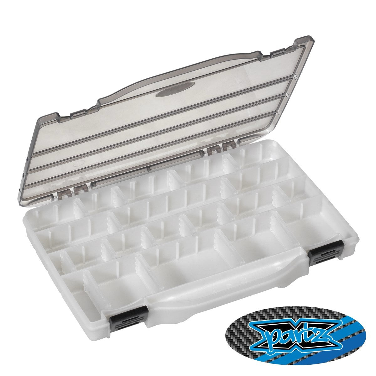 X-PARTZ SLIMLINE LARGE ASSORTMENT PARTS BOX – 4 TO 20 ADJUSTABLE COMPARTMENTS (276 X 186 X 27MM)